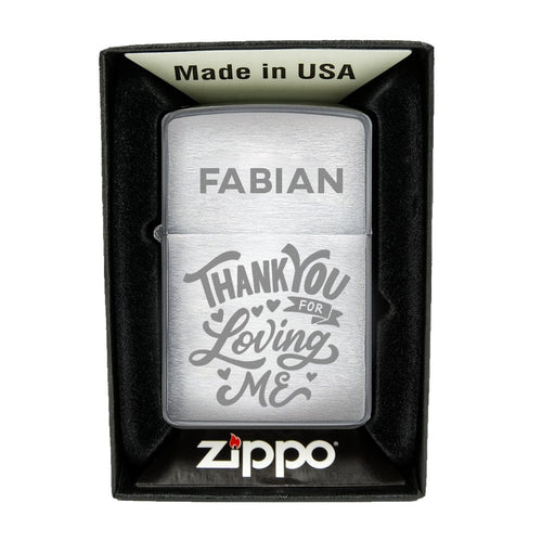 Zippo Feuerzeug mit Gravur | Brushed Steel | Thank you - Zippo