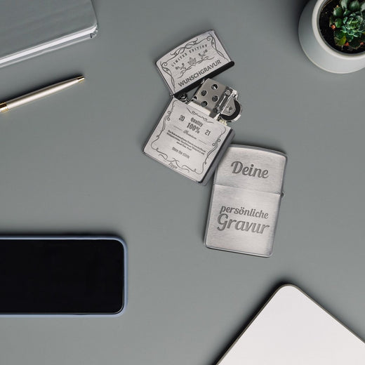 Zippo Feuerzeug mit Gravur | Brushed Steel | Whisky - Zippo