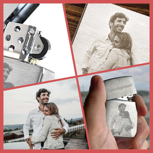 Weihnachtsgeschenk für Männer - Zippo® Geschenk Starter Set - Zippo mit Gravur Foto - Zippo