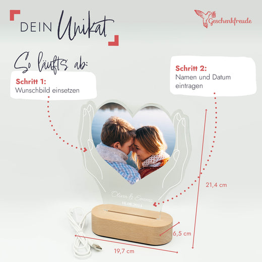Acrylglas Foto - LED-Fotogeschenk - Paar Hände - Geschenkfreude