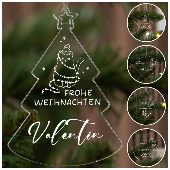 Weihnachtsbaumanhänger Personalisiert - Katze  - Geschenkfreude