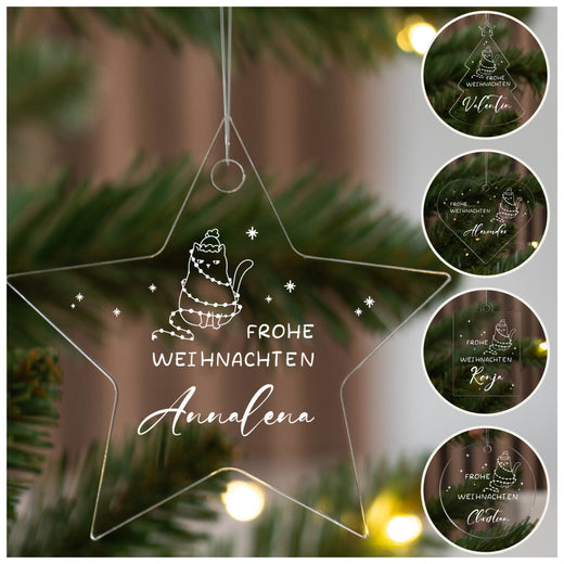 Weihnachtsbaumanhänger Personalisiert - Katze  - Geschenkfreude