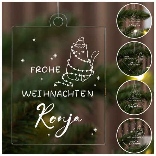 Weihnachtsbaumanhänger Personalisiert - Katze  - Geschenkfreude