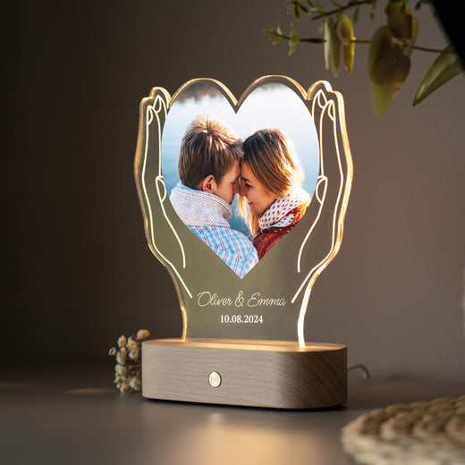 Acrylglas Foto - LED-Fotogeschenk - Paar Hände - Geschenkfreude