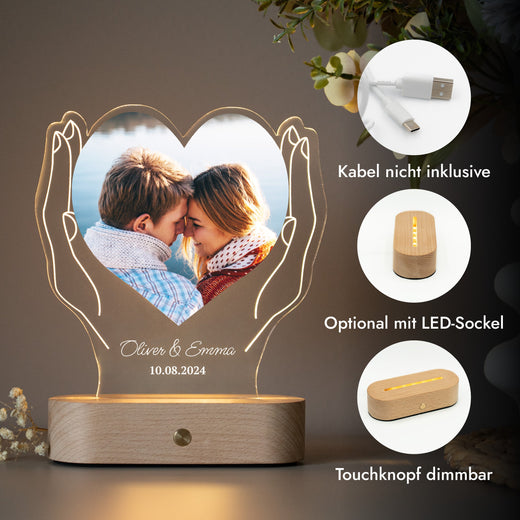 Acrylglas Foto - LED-Fotogeschenk - Paar Hände - Geschenkfreude