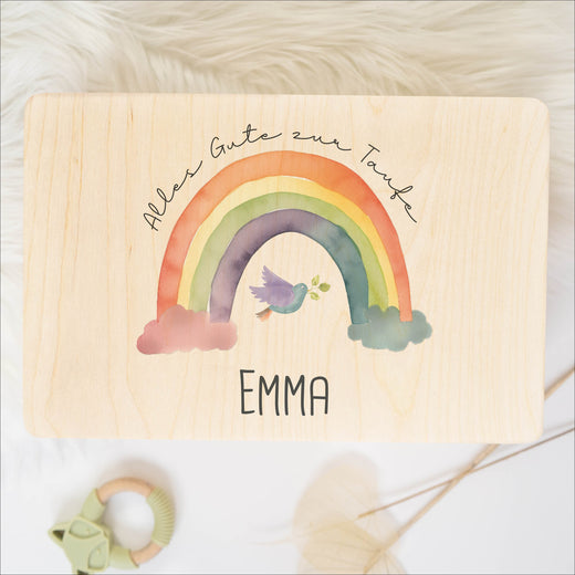 Erinnerungskiste Taufe mit Regenbogenmotiv  - Geschenkfreude