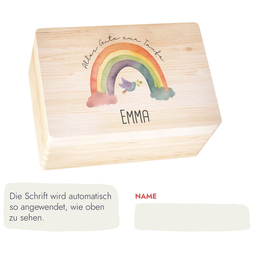 Erinnerungskiste Taufe mit Regenbogenmotiv  - Geschenkfreude