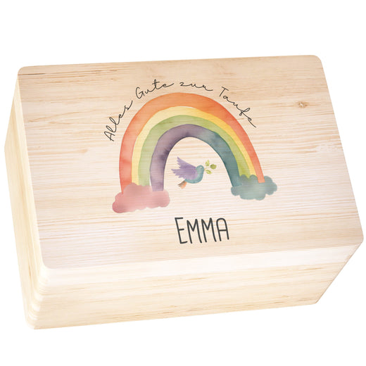 Erinnerungskiste Taufe mit Regenbogenmotiv  - Geschenkfreude