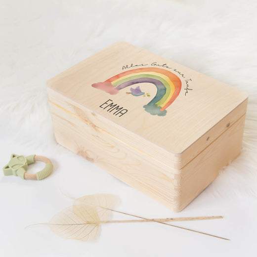 Erinnerungskiste Taufe mit Regenbogenmotiv  - Geschenkfreude