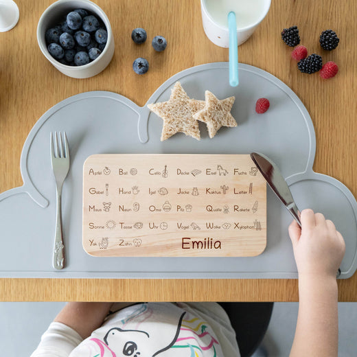 Frühstücksbrettchen Kinder ABC mit Namen  - Geschenkfreude