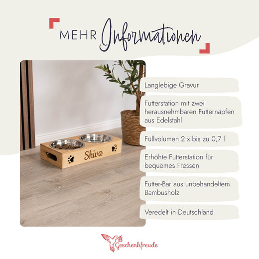 Futterstation Hund - personalisiert  - Geschenkfreude