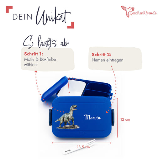 Mepal Brotdose Personalisiert Bento Dino Motiv  - Geschenkfreude