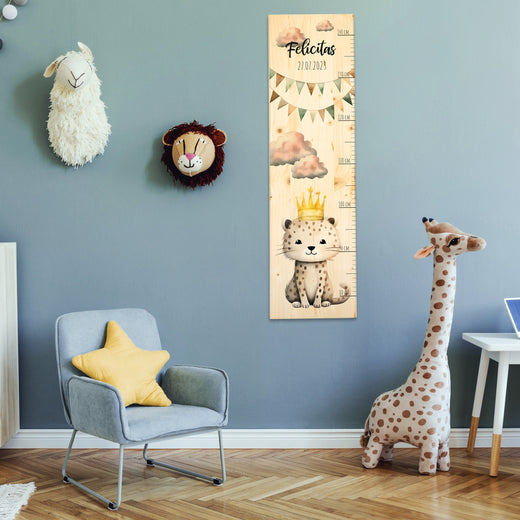 Messlatte Kinder Holz Motiv Leopard  - Geschenkfreude