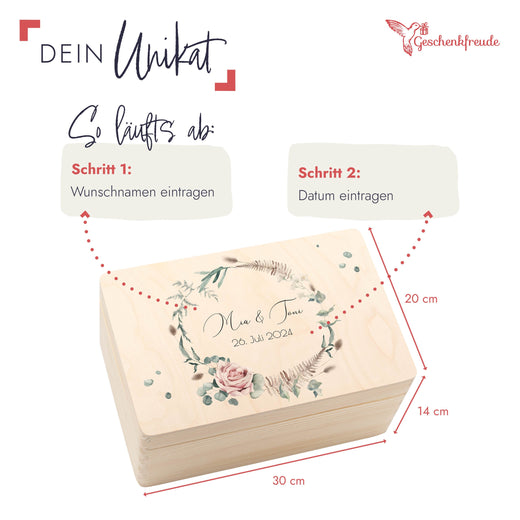 Personalisierte Geschenkbox Hochzeit -  Motiv Floral  - Geschenkfreude