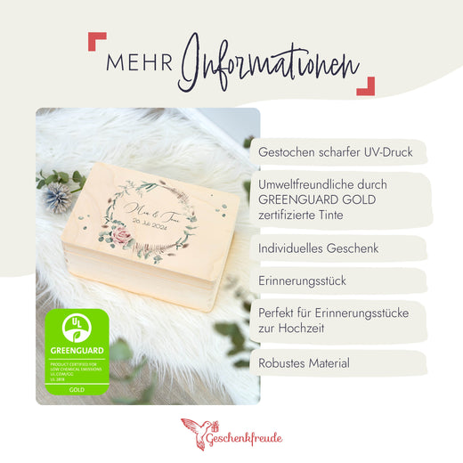 Personalisierte Geschenkbox Hochzeit -  Motiv Floral  - Geschenkfreude