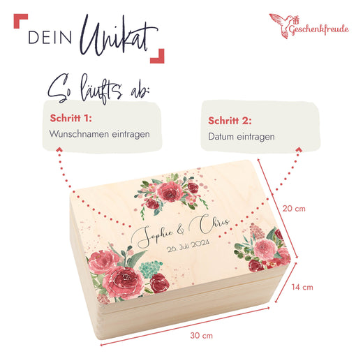 Personalisierte Geschenkbox Hochzeit -  Motiv Floral2  - Geschenkfreude