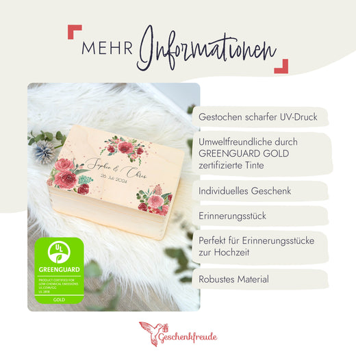 Personalisierte Geschenkbox Hochzeit -  Motiv Floral2  - Geschenkfreude