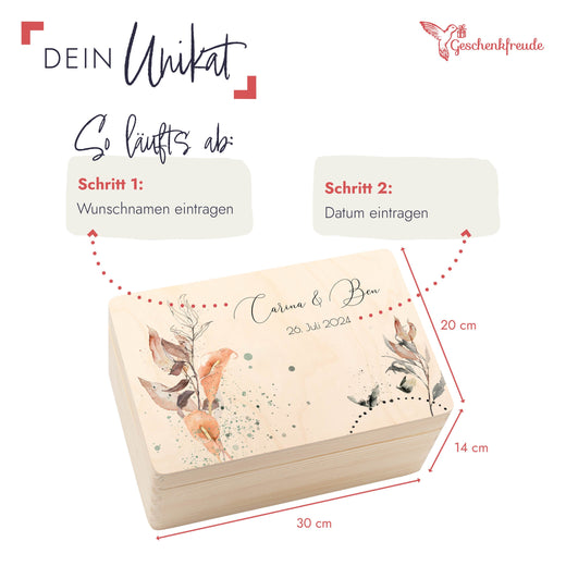 Personalisierte Geschenkbox Hochzeit -  Motiv Floral3  - Geschenkfreude