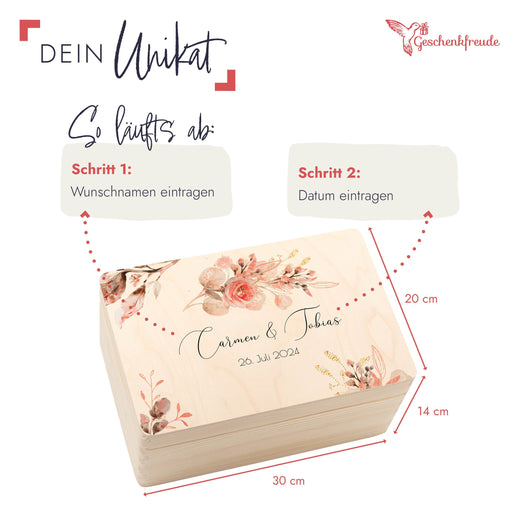 Personalisierte Geschenkbox Hochzeit -  Motiv Floral6  - Geschenkfreude