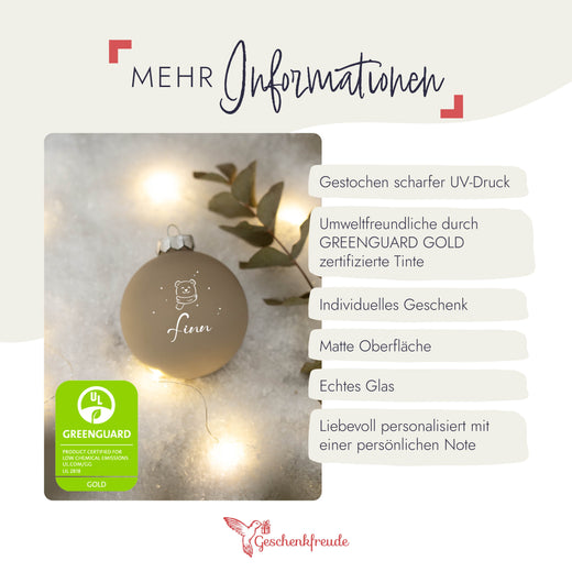 Personalisierte Weihnachtskugel - Motiv Bär  - Geschenkfreude