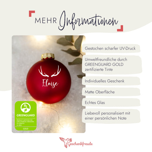 Personalisierte Weihnachtskugel - Motiv Hirsch  - Geschenkfreude