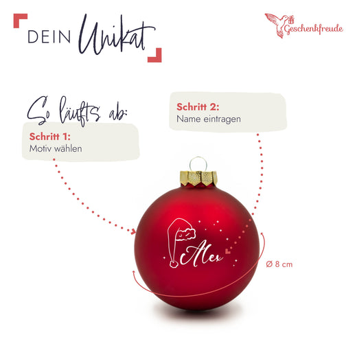 Personalisierte Weihnachtskugel - Motiv Weihnachtsmütze  - Geschenkfreude