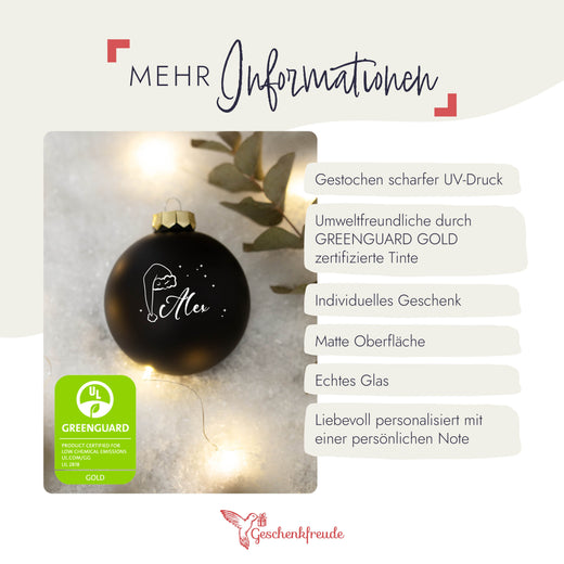 Personalisierte Weihnachtskugel - Motiv Weihnachtsmütze  - Geschenkfreude