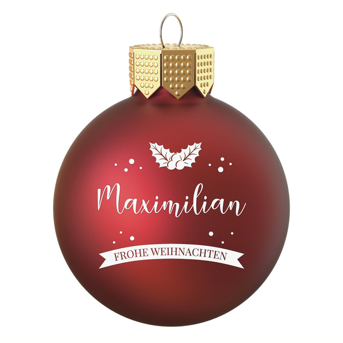 Personalisierte Weihnachtskugel Rot - Motiv Weihnachtskranz  - Geschenkfreude