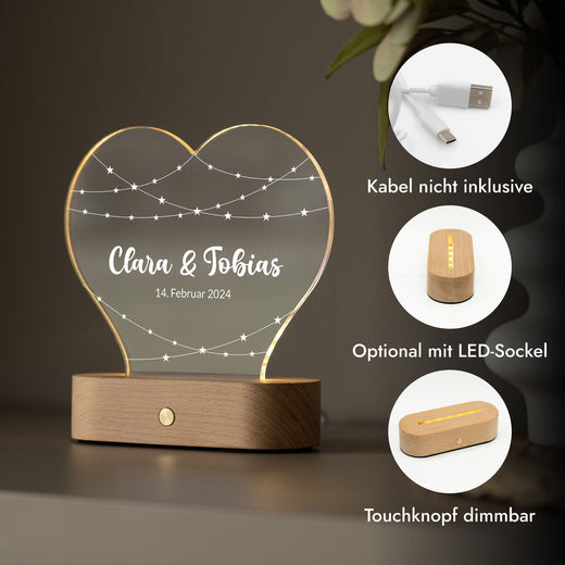 Personalisiertes Herz Acryl-Licht - Sternchen - Geschenkfreude