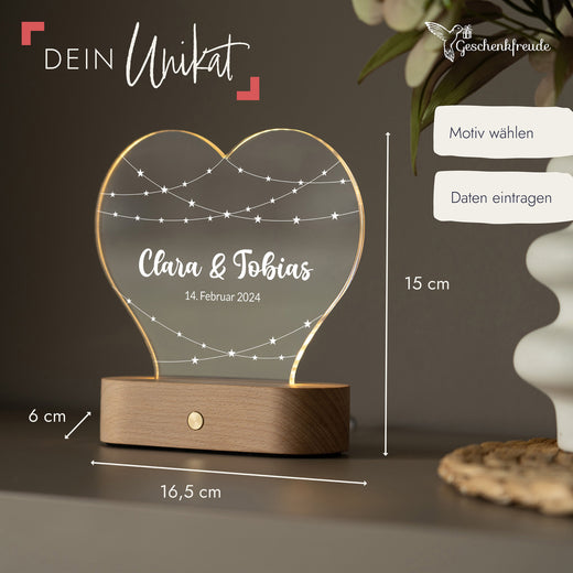 Personalisiertes Herz Acryl-Licht - Sternchen - Geschenkfreude