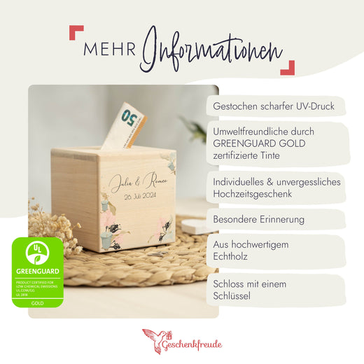 Spardose Hochzeit personalisiert - Floral5  - Geschenkfreude