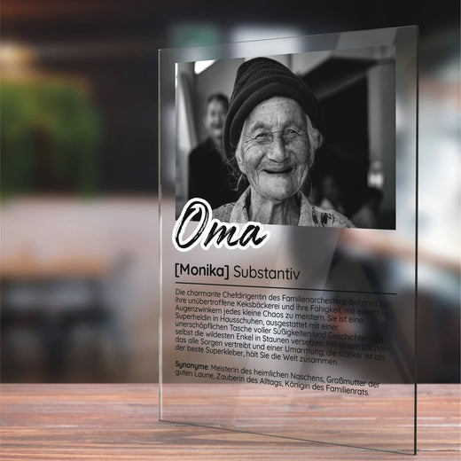 Acrylglas Foto - Definition Oma - emotionales Geschenk für Oma in der Größe 20x15 cm  - Geschenkfreude