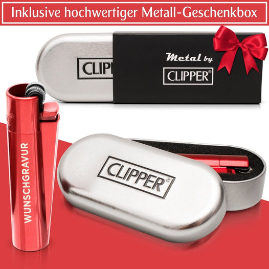 Clipper Feuerzeug mit Gravur | Rot  - Clipper