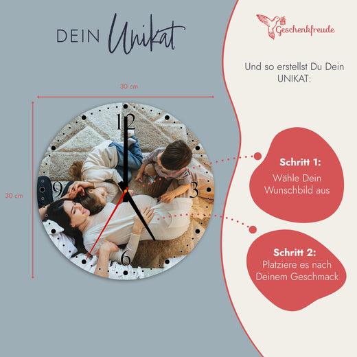 Fotouhr selbst gestalten - Personalisierte Wanduhr mit Foto  - Geschenkfreude