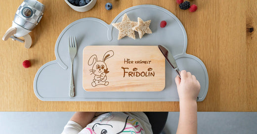 Frühstücksbrettchen mit Gravur Kinder Hase  - Geschenkfreude