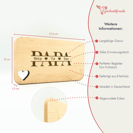 Frühstücksbrettchen personalisiert für Papa  - Geschenkfreude