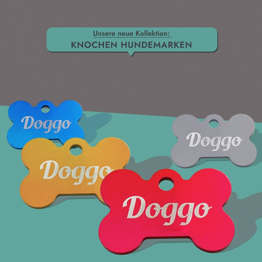 Hundemarke mit Gravur | personalisiert in blau  - Geschenkfreude