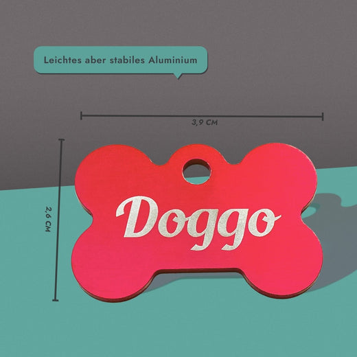 Hundemarke mit Gravur | personalisiert in rot  - Geschenkfreude