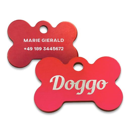 Hundemarke mit Gravur | personalisiert in rot  - Geschenkfreude