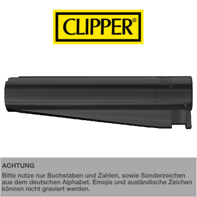 Jet Clipper Feuerzeug mit Gravur | Matt Schwarz  - Clipper