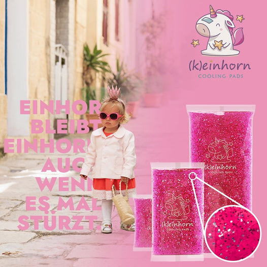 (K)einhorn - Kühlpad Pink mit Glitzer (3er Set) für Kinder  - Keinhorn
