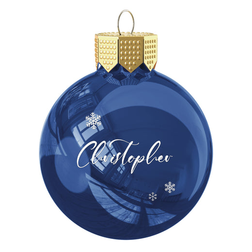 Personalisierte Christbaumkugel Blau - Motiv Schneeflocken  - Geschenkfreude