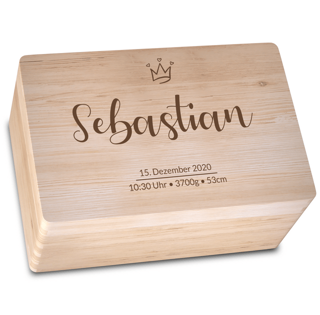 Personalisierte Erinnerungsbox Baby aus Holz - Motiv Name  - Geschenkfreude