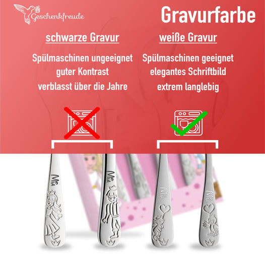 Prinzessinnen Kinderbesteck mit Gravur  - Geschenkfreude