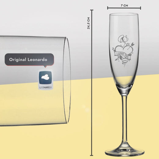 Sektglas mit Gravur | I love you  - Leonardo
