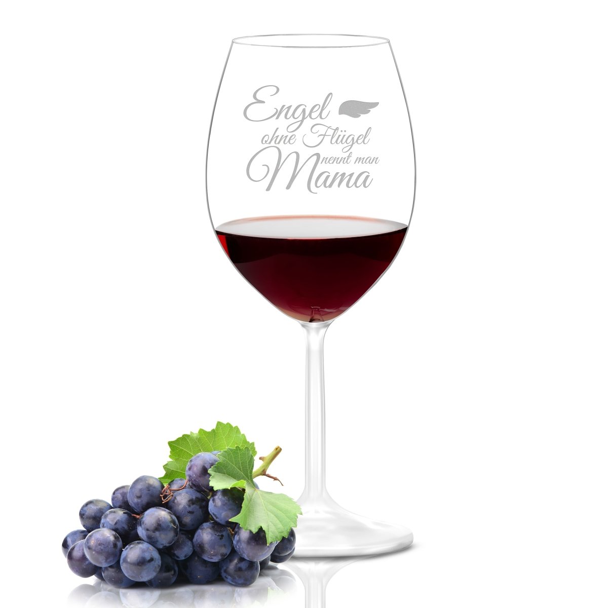 Weinglas mit Gravur | Engel ohne Flügel nennt man Mama  - Leonardo