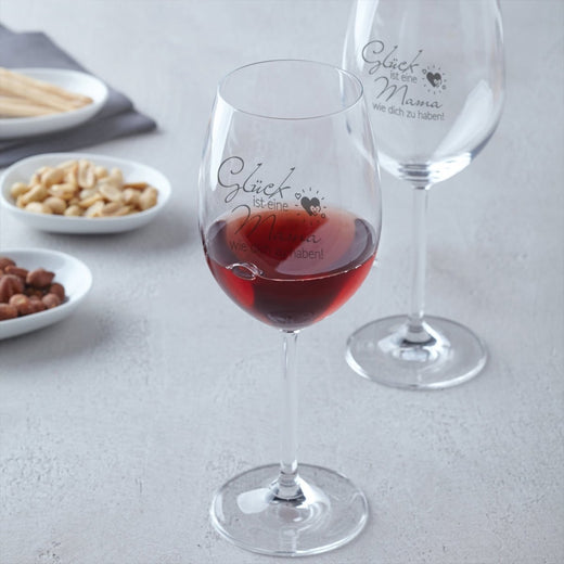 Weinglas mit Gravur | Glück ist eine Mama wie Dich zu haben  - Leonardo