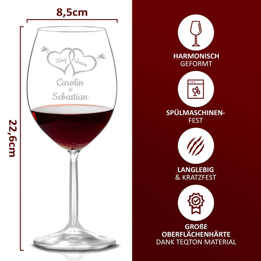 Weinglas mit Gravur | Herzen  - Leonardo