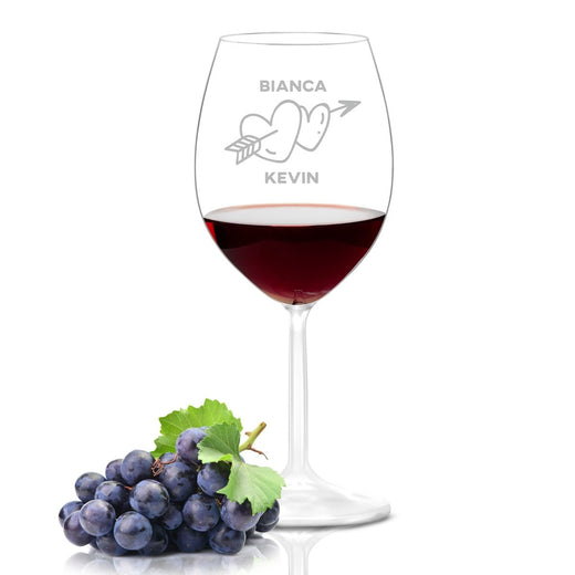 Weinglas mit Gravur | Herzen mit Pfeil  - Leonardo
