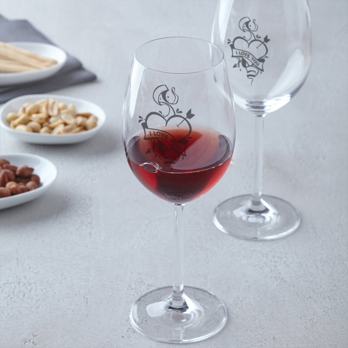 Weinglas mit Gravur | I love You  - Leonardo